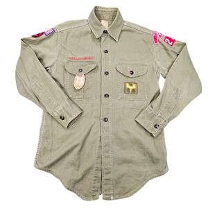 Vtg 50s 60s BSA Boy Scouts Shirt Tampa FL Troop 232 Panther Patch Lykes Award S